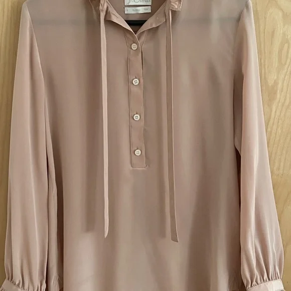 J.CREW CLASSIC FIT RUFFLE NECK SILK POPOVER - Picture 4 of 9